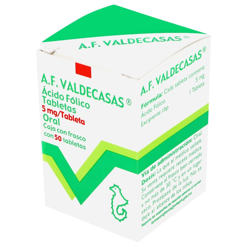Acido Folico Valdecasas 5 Mg Con 50 Tabletas