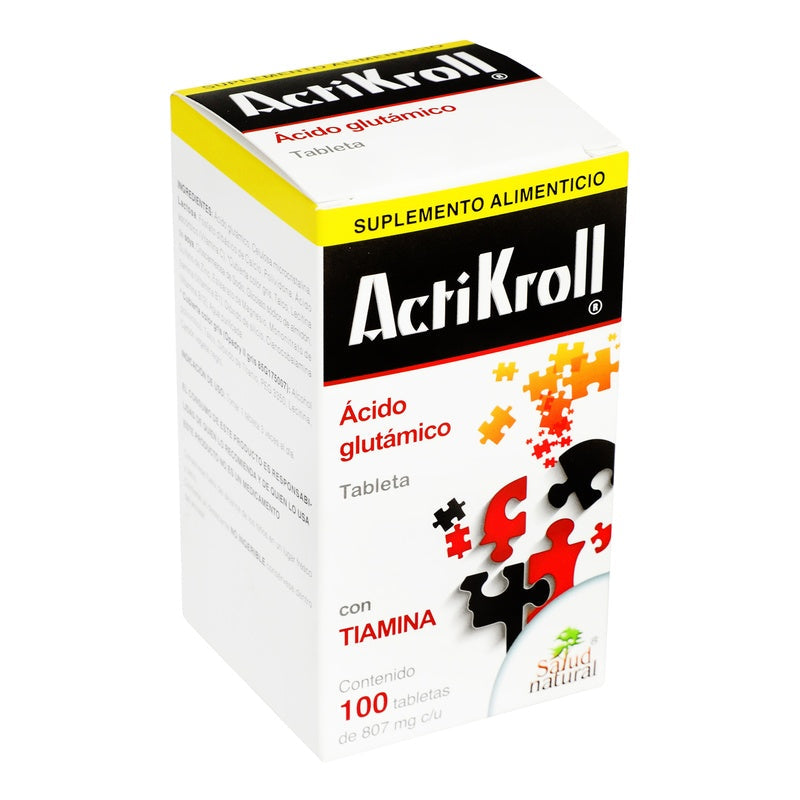 Acido Glutamico 100Tab Suplemento Alimenticio Actrikroll 714908100433 perfil 4