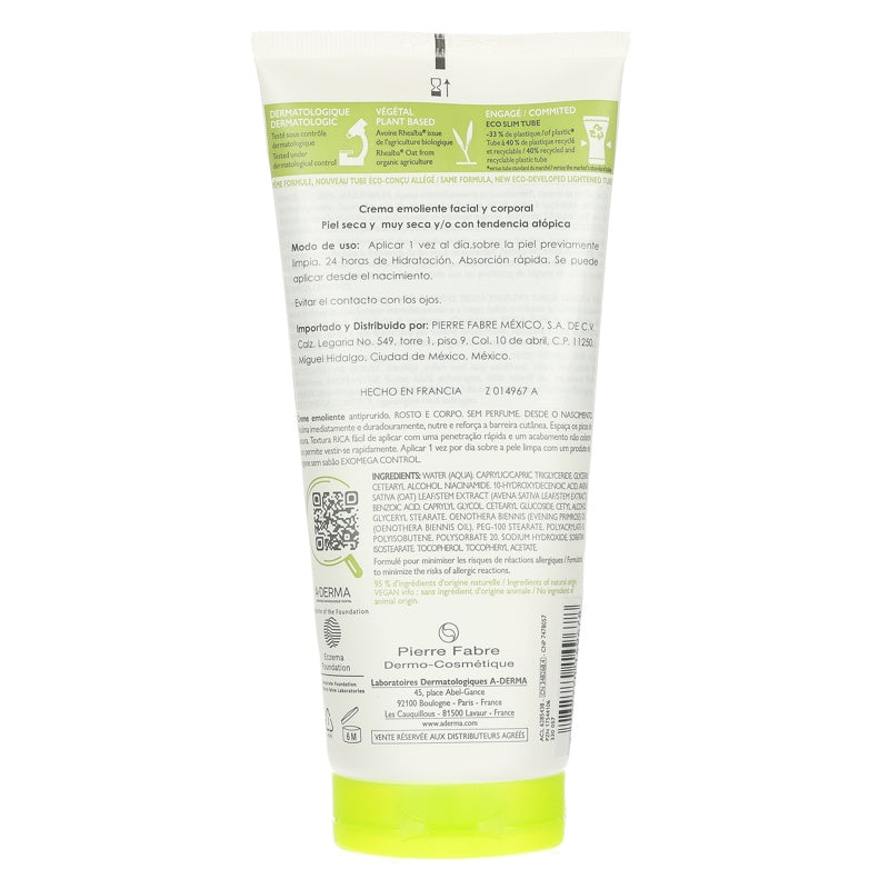 Aderma Exomega Control Eco Diseñada 200 Ml Crema