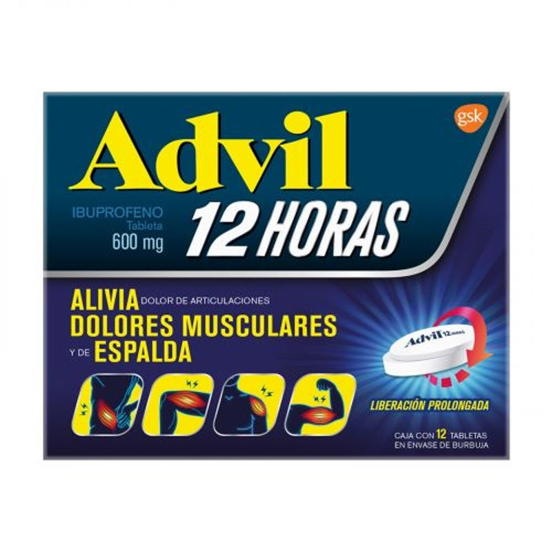 Advil 12H 600 Mg Con 12 Tabletas