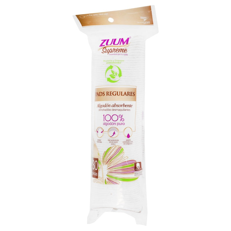 Almohadillas Algodón Zuum Pads Reg Con 80