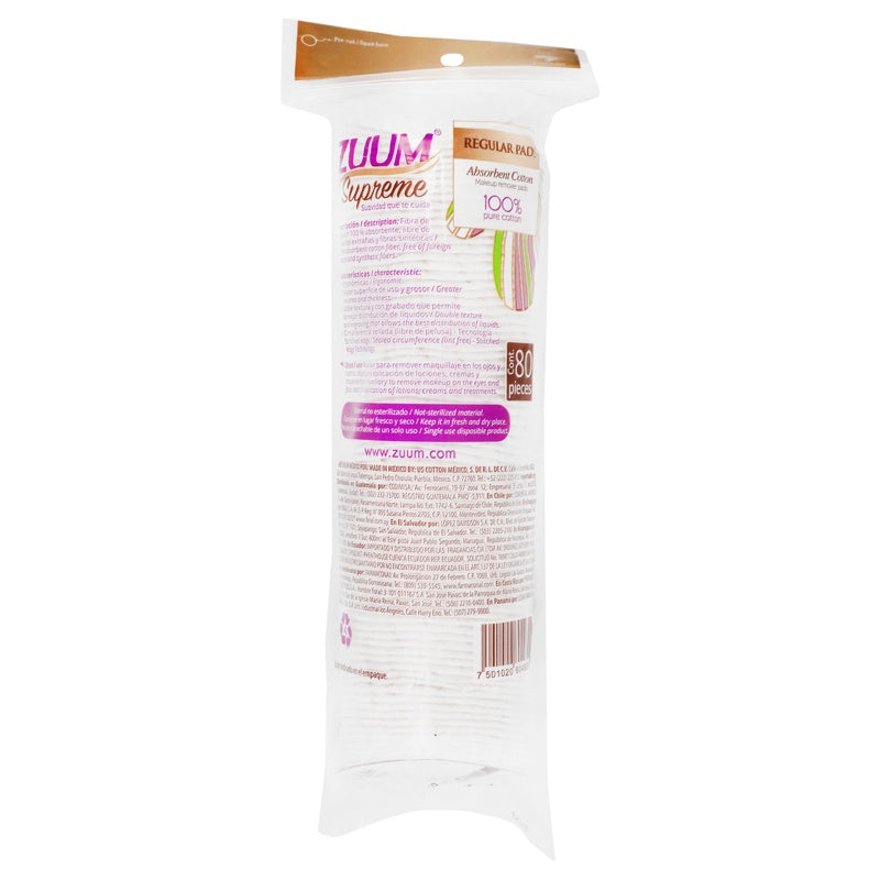 Almohadillas Algodón Zuum Pads Reg Con 80