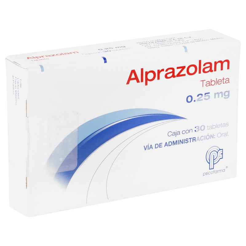 Alprazolam 0.25 Mg Con 30 Tabletas Psicofarma