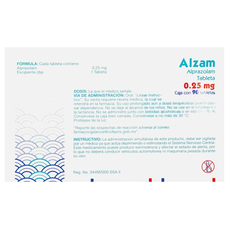 Alzam 0.25 Mg Con 90 Tabletas