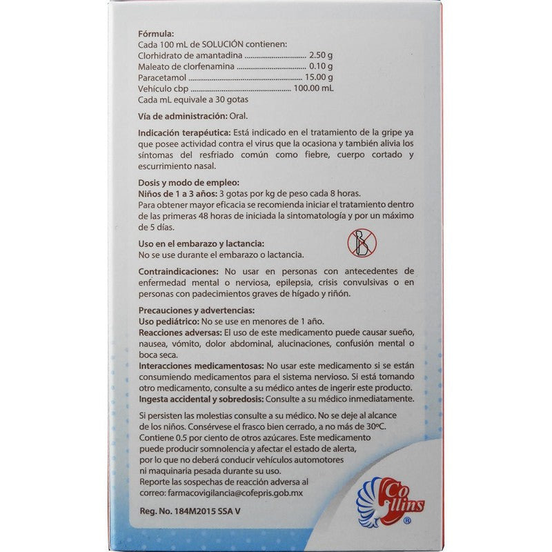 Amantadina  Clorfenamina  Paracetamol 2.5 .10015 Gr100 Ml 30 Ml Pediátrico Solución Rosel 1015 2510015100301015 7