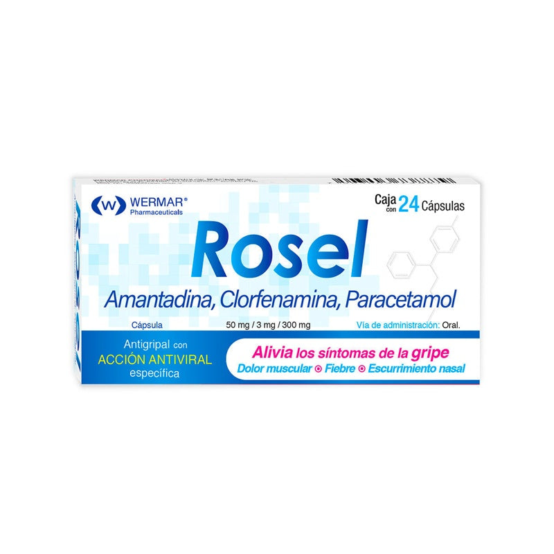 Amantadina / Clorfenamina / Paracetamol 50 / 3 / 300 Mg Con 24 Tabletas Rosel