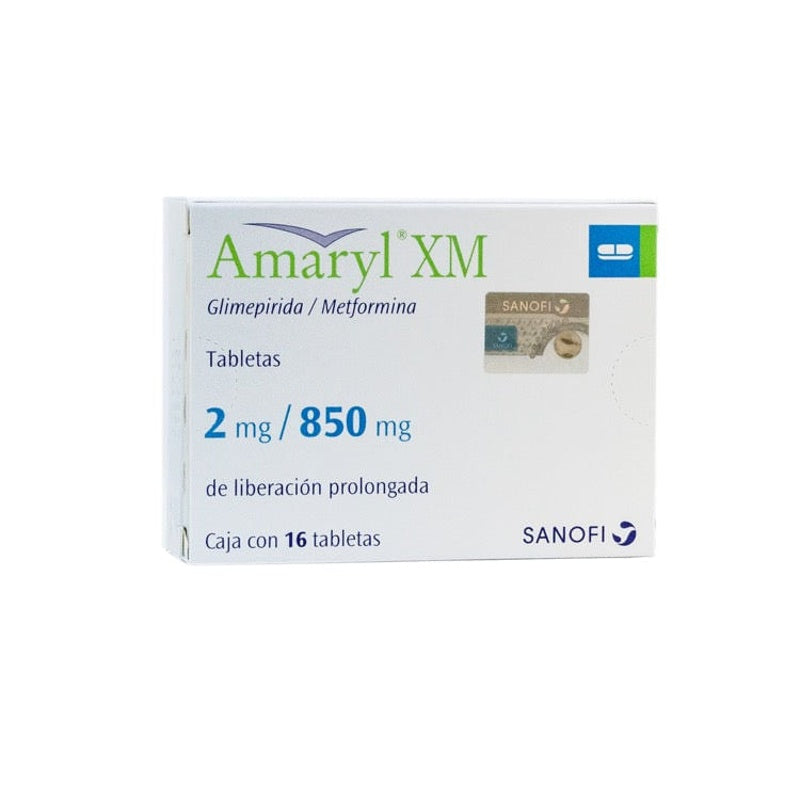 Amaryl Xm 2 / 850 Mg Con 16 Tabletas Liberación Prolongada