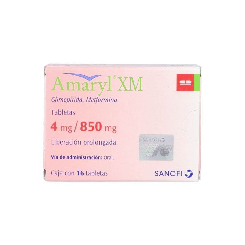 Amaryl Xm 4 / 850 Mg Con 16 Tabletas Liberación Prolongada