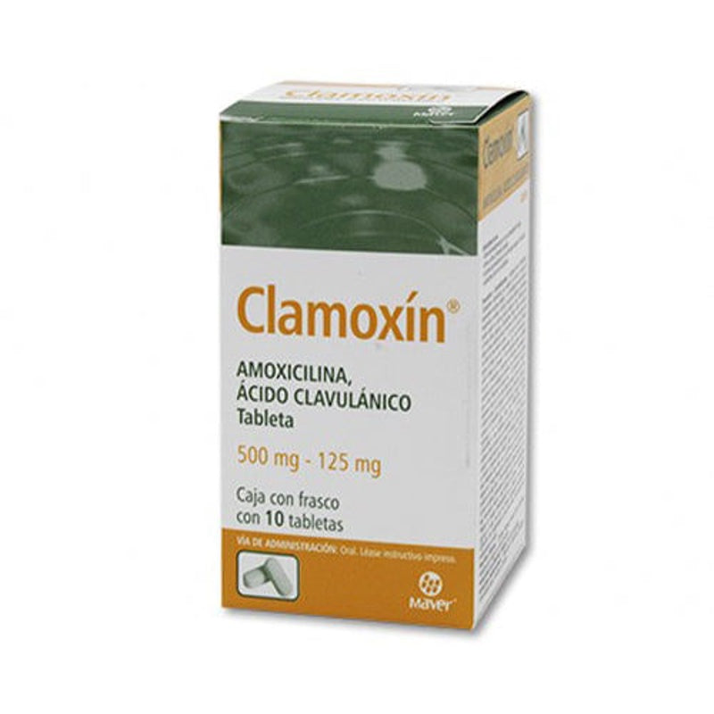 Amoxicilina / Acido Clavulanico 500 / 125 Mg Con 10 Tabletas Clamoxin