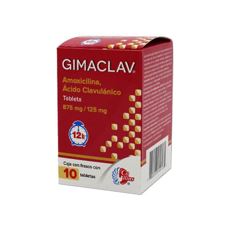 Amoxicilina / Acido Clavulanico 875 / 125 Mg Con 10 Tabletas Gimaclav
