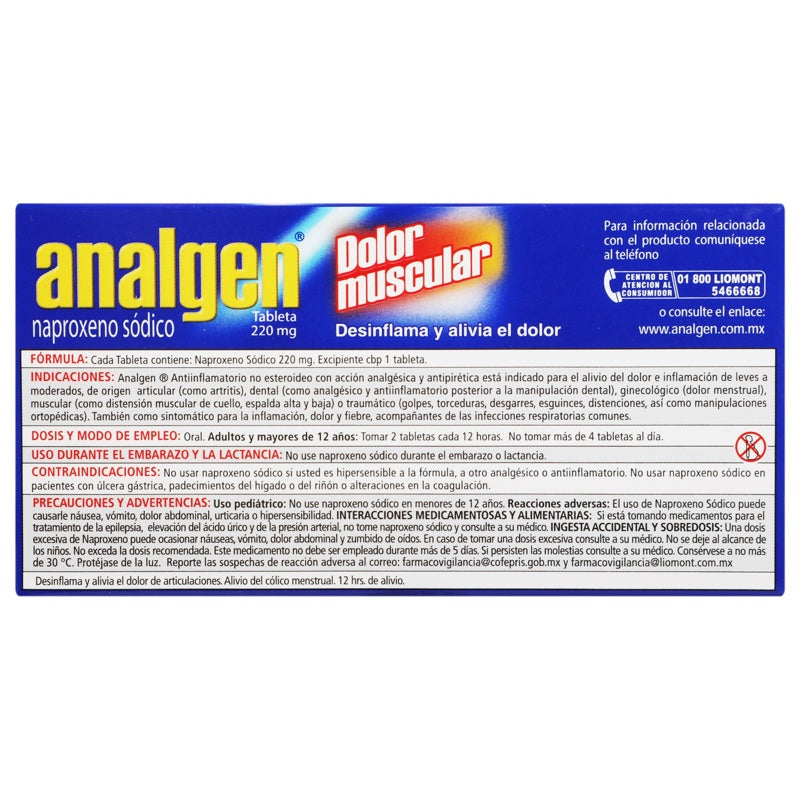 Analgen 220 Mg Con 20 Tabletas