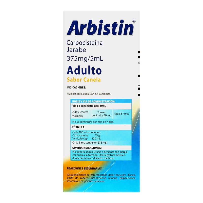 Arbistin 7.5 G Oral 150 Ml Jarabe 7501092774754 perfil 2