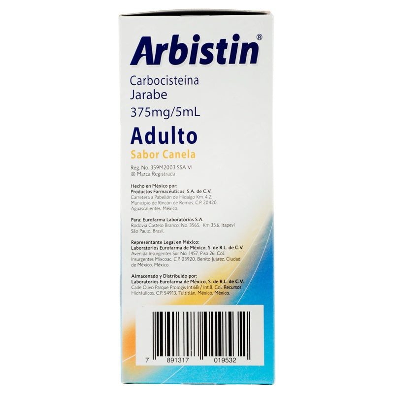 Arbistin Adulto 7.5 Gr / 100 Ml 150 Ml Canela Jarabe