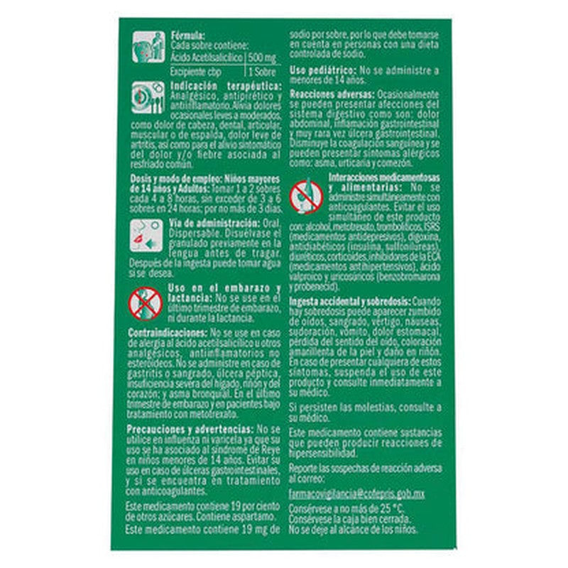 Aspirina Go 500 Mg 10 Sobres Polvo 7501008499245 9