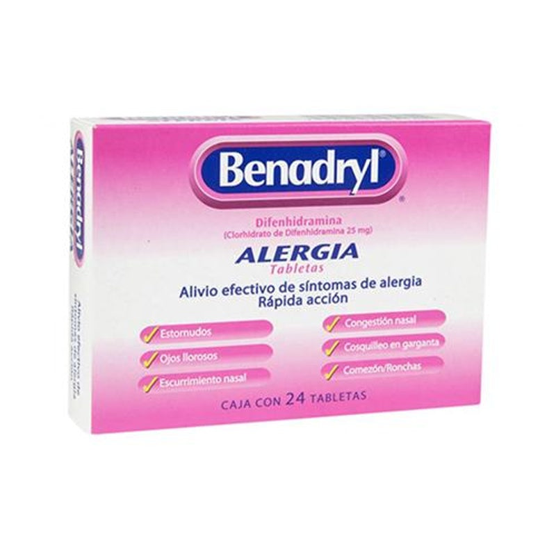 Benadryl 25 Mg Con 24 Tabletas