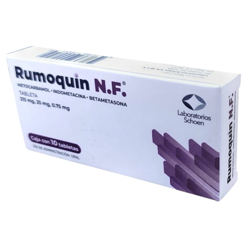 Betametasona / Indometacina / Metocarbamol 215 / 25 / 0.75 Mg Con 10 Tabletas Rumoquin Nf 821998000519 perfil 3