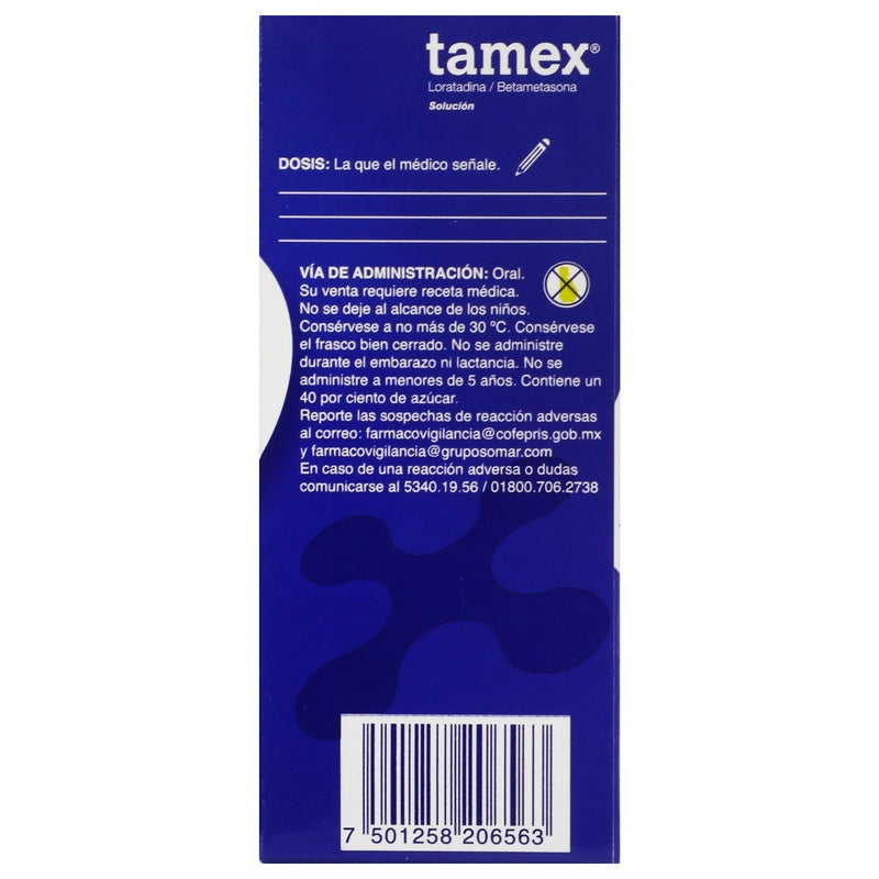 Betametasona / Loratadina 5 / 100 Mg / 100 Ml 60 Ml Solución Tamex 7501258206563 perfil 7