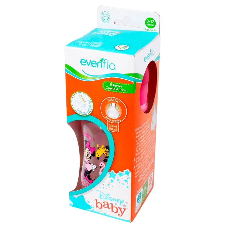 Biberón Evenflo Disney Cuello Ancho 9 Oz perfil 3