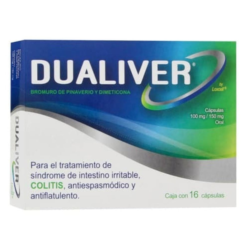 Bromuro De Pinaverio / Dimeticona 100 / 150 Mg Con 16 Capsulas Dualiver 7502274772568