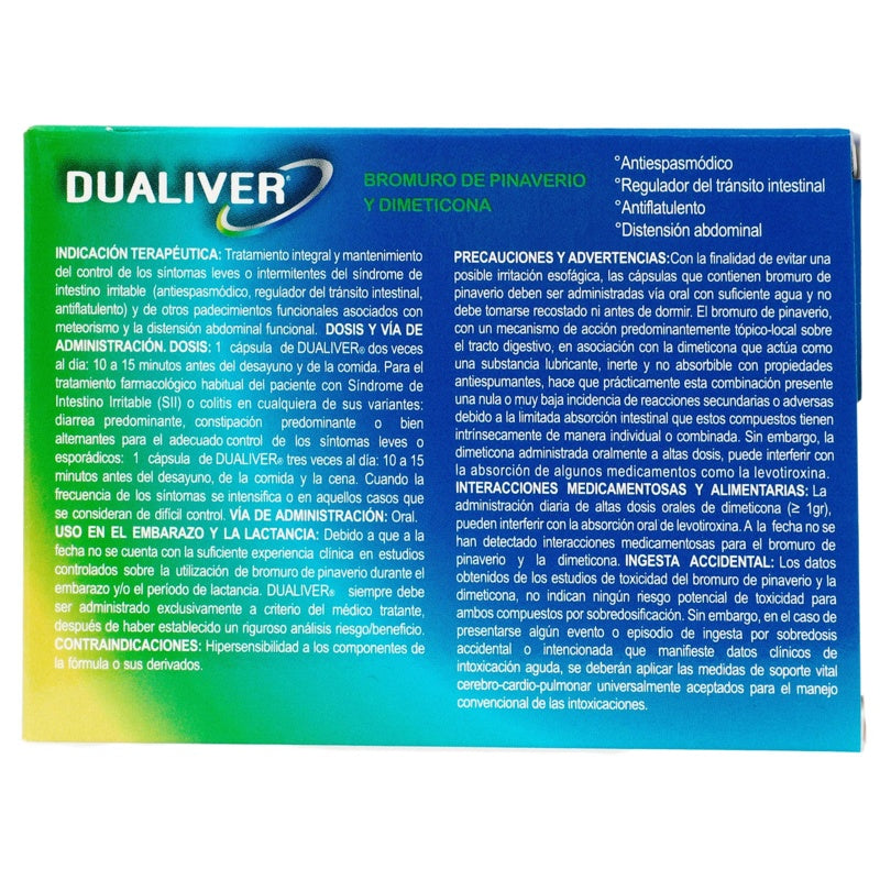 Bromuro De Pinaverio / Dimeticona 100 / 150 Mg Con 16 Capsulas Dualiver 7502274772568 perfil 6