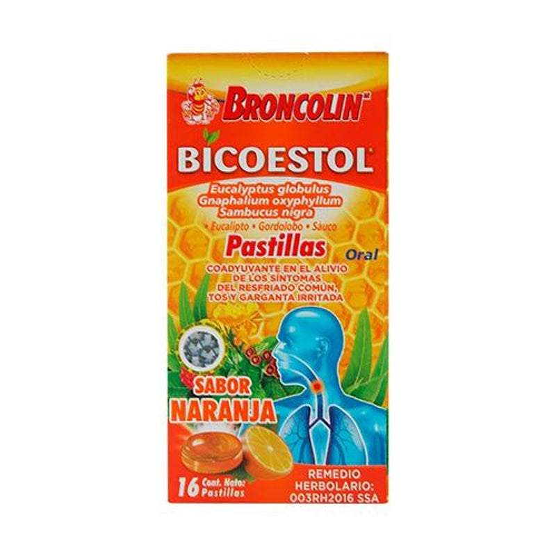 Broncolin Bicoestol Naranja 16 Pastillas