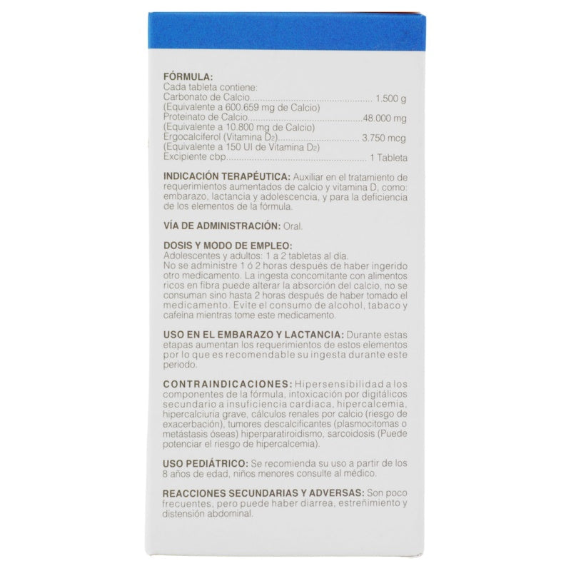 Calcio / Vitamina D 600 Mg Con / 125Ui 60 Tabletas Caltron D