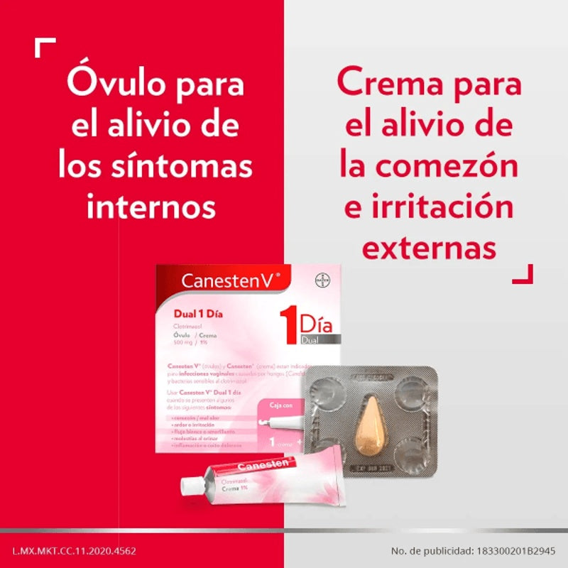 Canesten V 1 Dia Dual Con 1 Óvulo 1 Crema 10 Gr