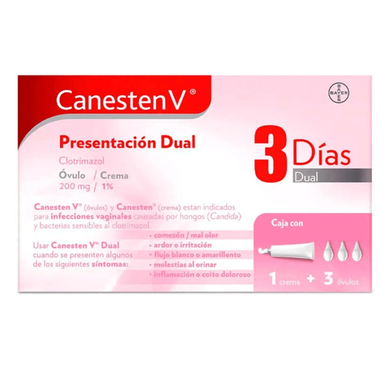 Canesten V Dual 2% 200 Mg 3 Dias Crema Ov Vag
