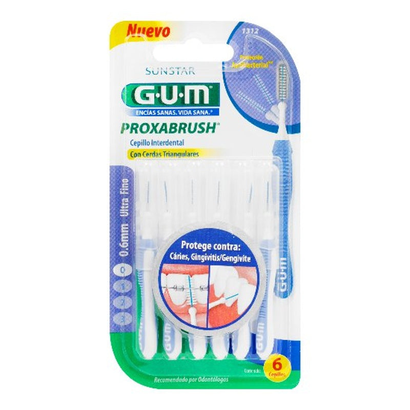 Cepillo Dental Gum Interdental Con 6