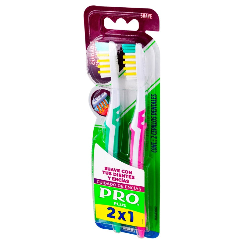 Cepillo Dental Pro Plus Cuidado Encias 2Pzs