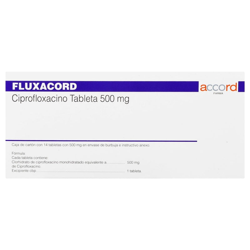 Ciprofloxacino 500 Mg Con 14 Tabletas Fluxacord