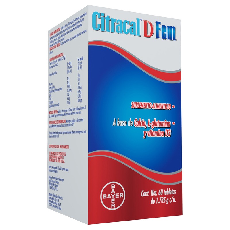 Citracal D Fem 1.785 Gr 60 Tabletas Suplemento Alimenticio 7501008499610 2
