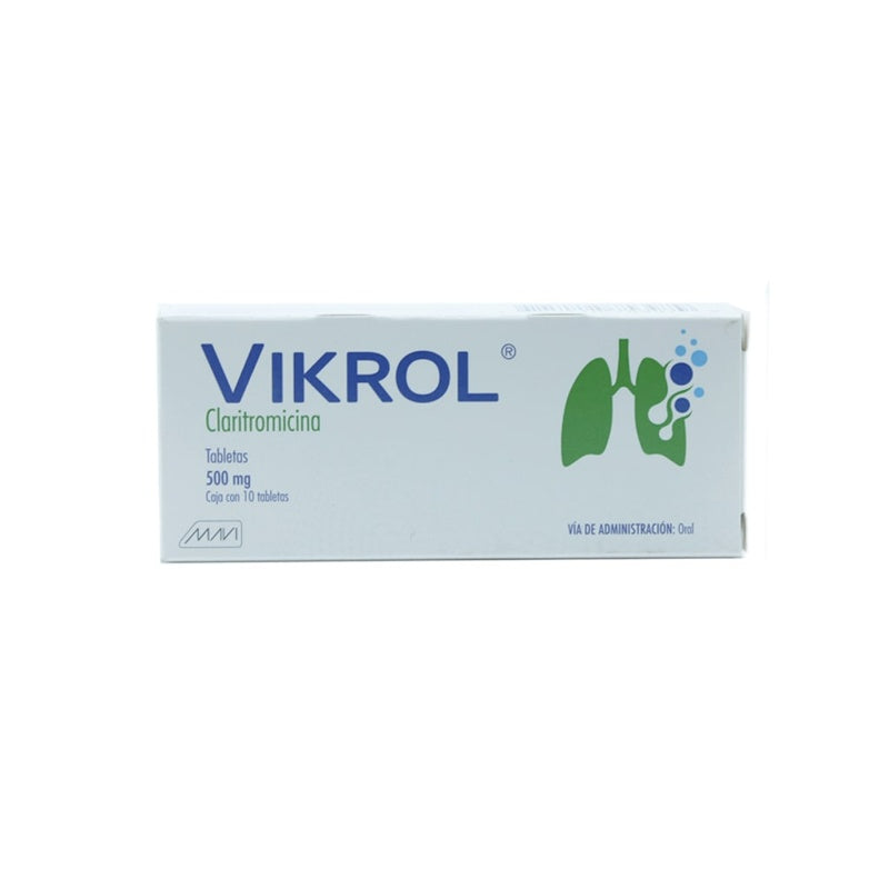 Claritromicina 500 Mg Con 10 Tabletas Vikrol