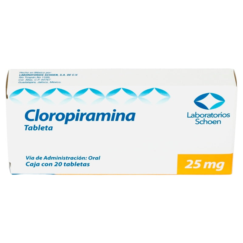 Cloropiramina 25 Mg Con 20 Tabletas Schoen