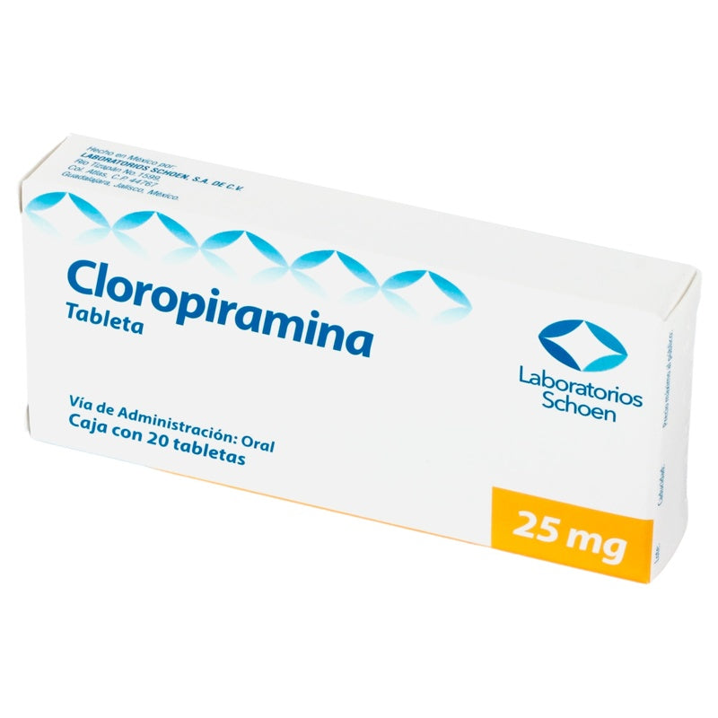 Cloropiramina 25 Mg Con 20 Tabletas Schoen