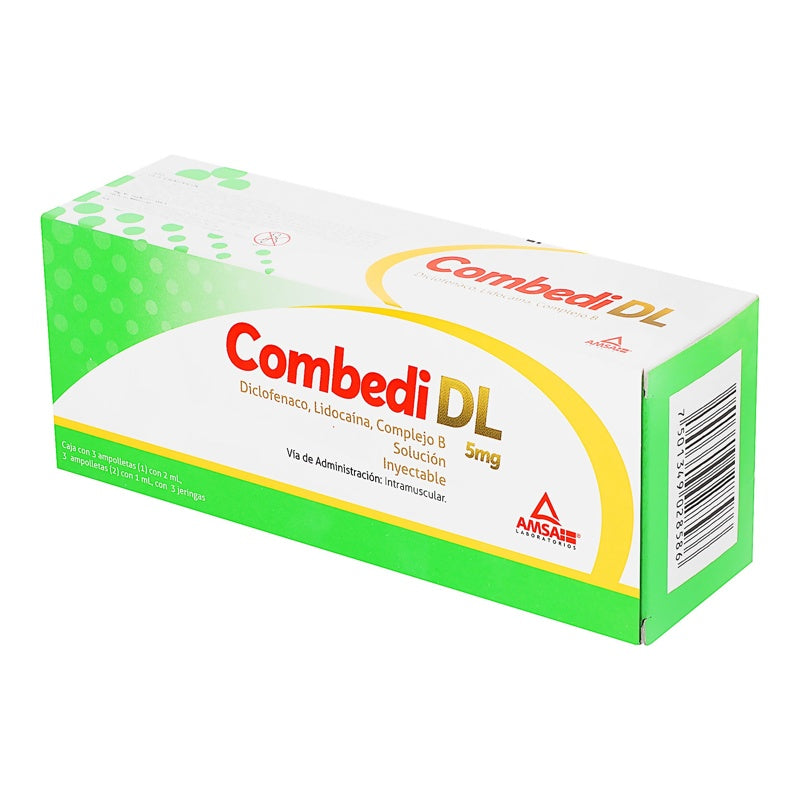 Complejo B / Diclofenaco / Lidocaina 3 Ampulas Combedi Dl
