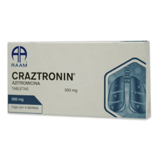 Craztronin (Azitromicina) Tabletas 500Mg Con 4 7502227871355
