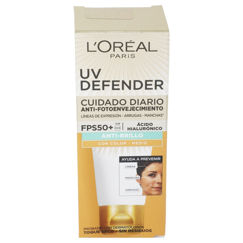 Crema Loreal Uv-Def Fps 50 Col Med40 G perfil 3