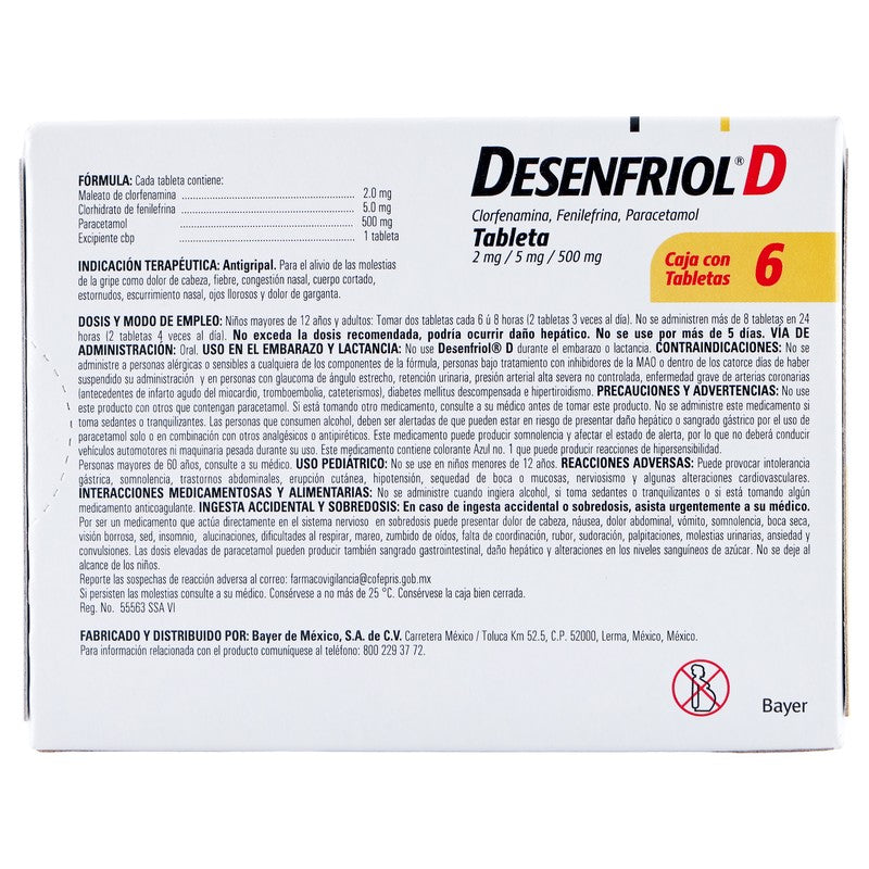 Desenfriol D2  5  500 Mg Con 6 Tabletas 7502276040641 7
