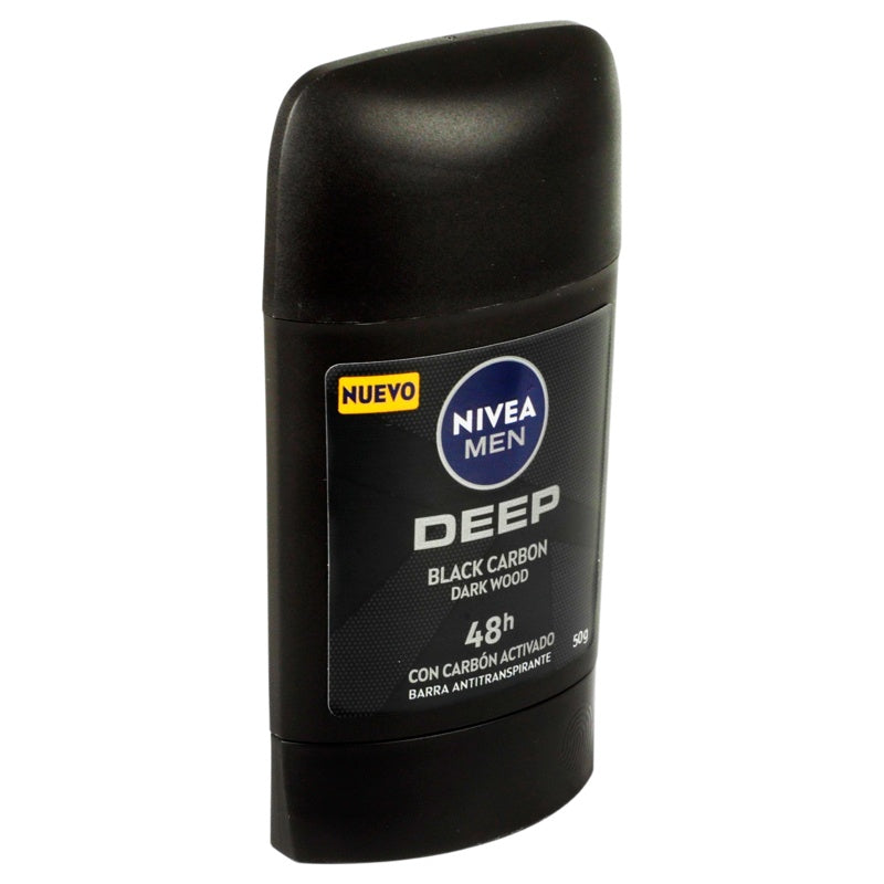 Desodorante Nivea Deep Dark Carbon 48H 50 Gr Barra perfil 2
