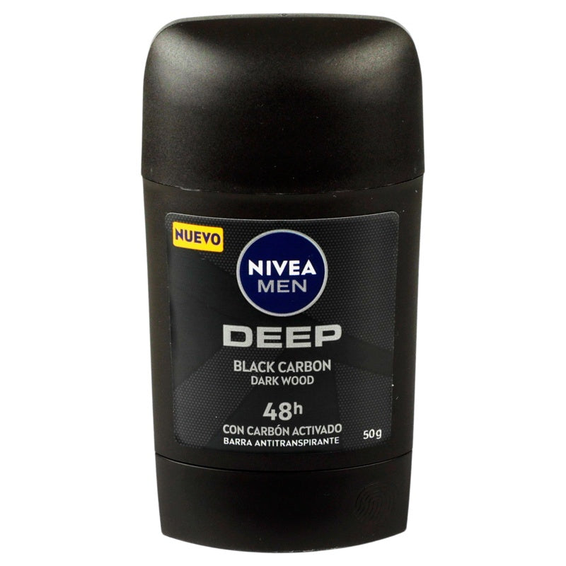 Desodorante Nivea Deep Dark Carbon 48H 50 Gr Barra perfil 3