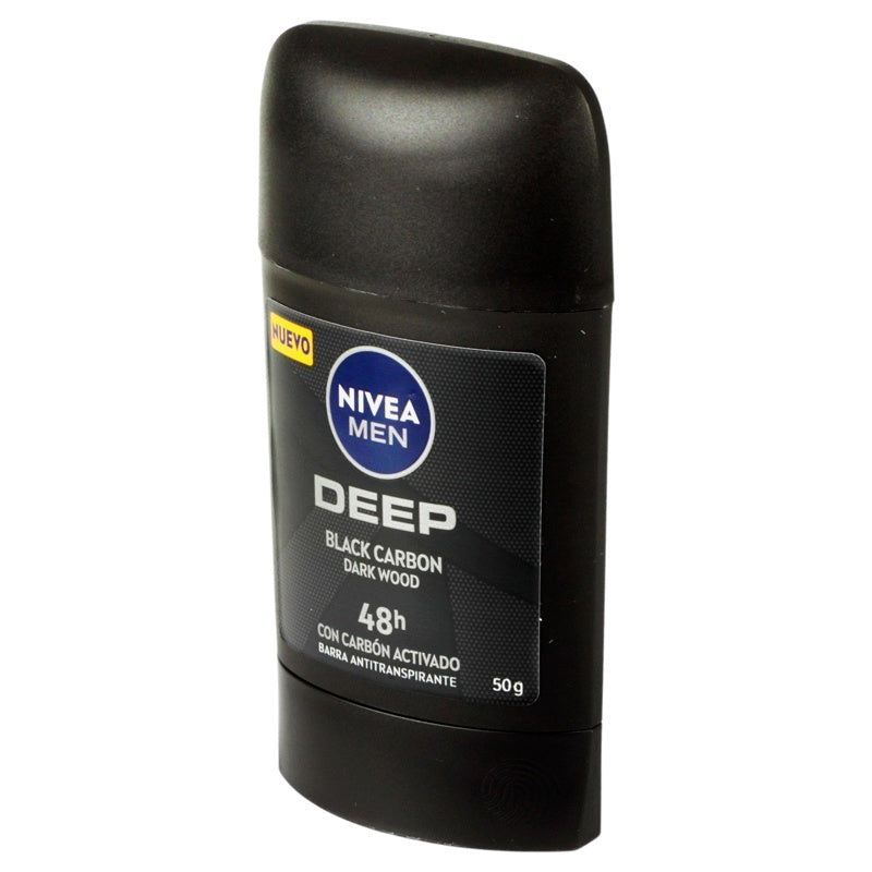 Desodorante Nivea Deep Dark Carbon 48H 50 Gr Barra perfil 4