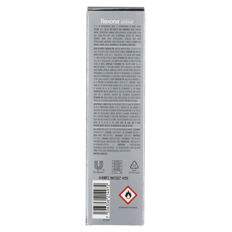 Desodorante Rexona Clin Clean Spray 150 Ml 7506306214972 perfil 5