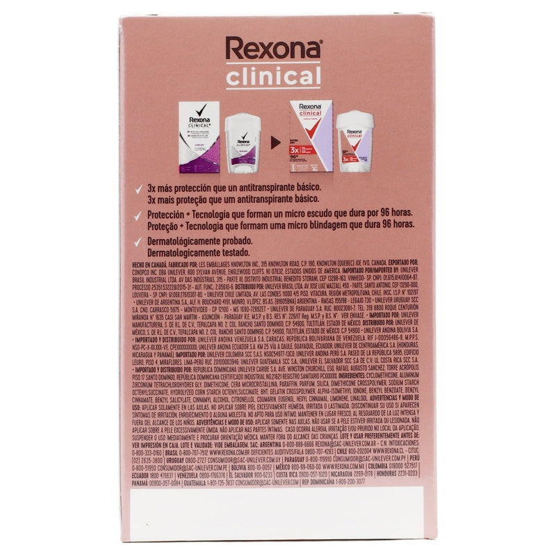 Desodorante Rexona Woman Clin Exdry Stick 48 G perfil 6