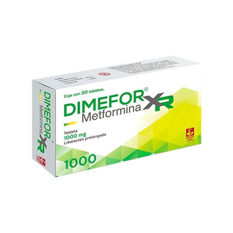 Dimefor Xr 1000 Mg Con 30 Tabletas Liberación Prolongada