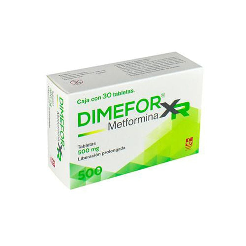 Dimefor Xr 500 Mg Con 30 Tabletas Liberación Prolongada