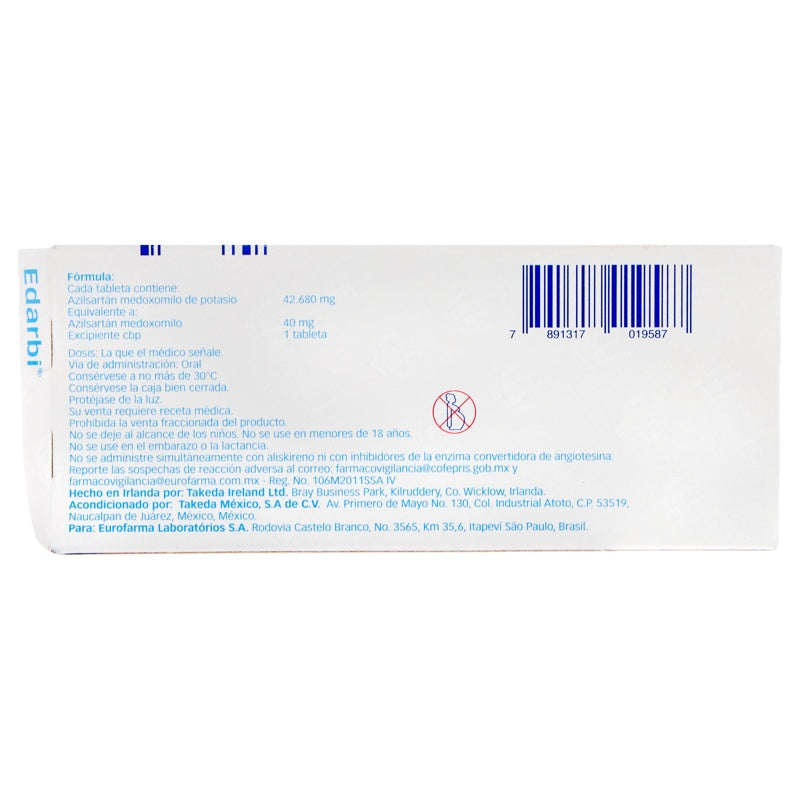 Edarbi 40 Mg Con 28 Tabletas