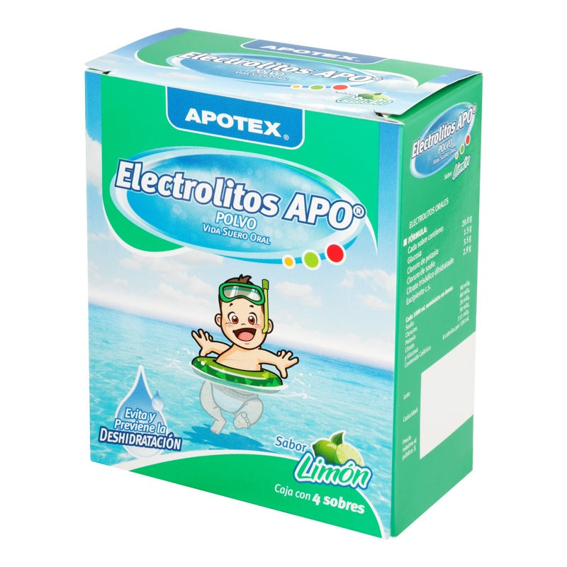 Electrolitos Apotex Limon 4 Sobres Polvo