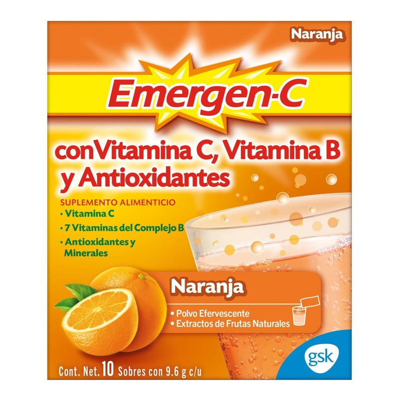 Emergen C Naranja 10 Sobres Suplemento Alimenticio 3668