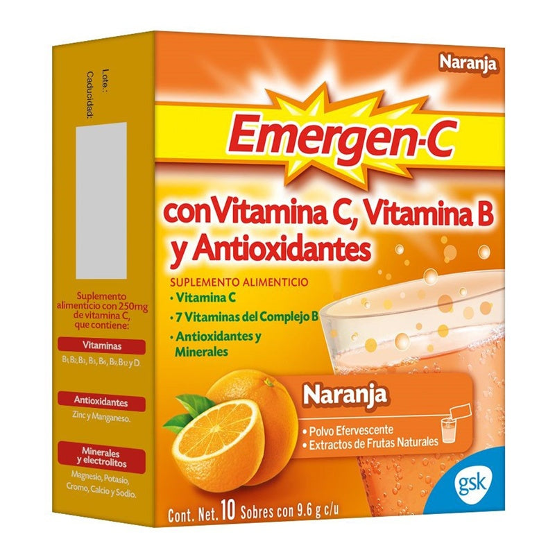 Emergen C Naranja 10 Sobres Suplemento Alimenticio 3668